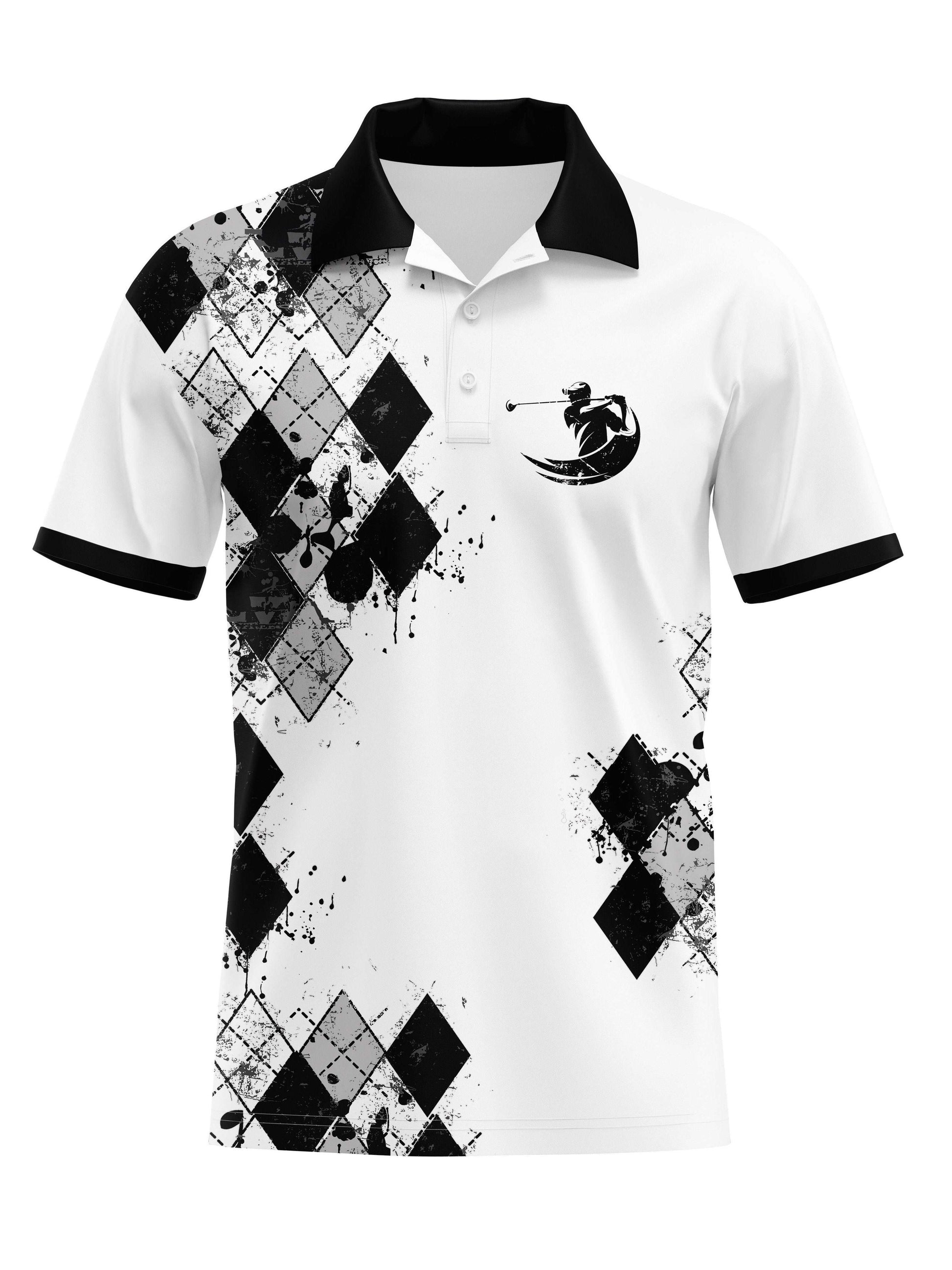 Men's Casual Letter Print Lapel 1/4 Button Short Sleeve Shirt For Men's Fitness Training Golf