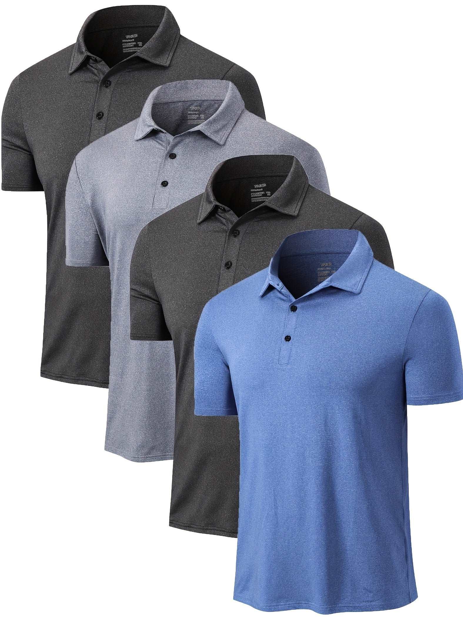 4pcs Men's Lapel T Shirt Quick Dry Short Sleeve Golf Shirt
