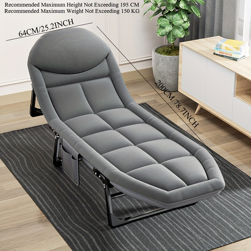 Portable Folding Bed - Includes Blanket and Phone Pocket, Ideal for Outdoor Camping and Home Use