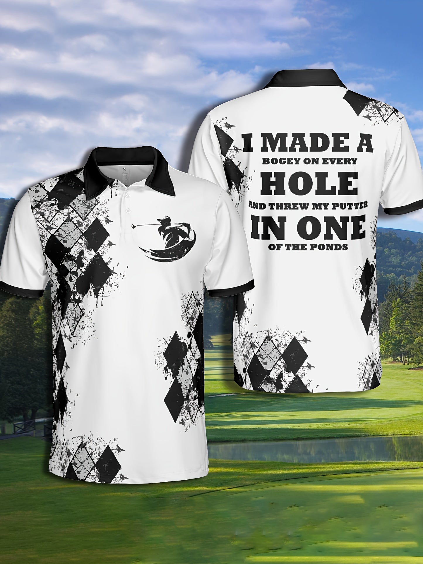 Men's Casual Letter Print Lapel 1/4 Button Short Sleeve Shirt For Men's Fitness Training Golf