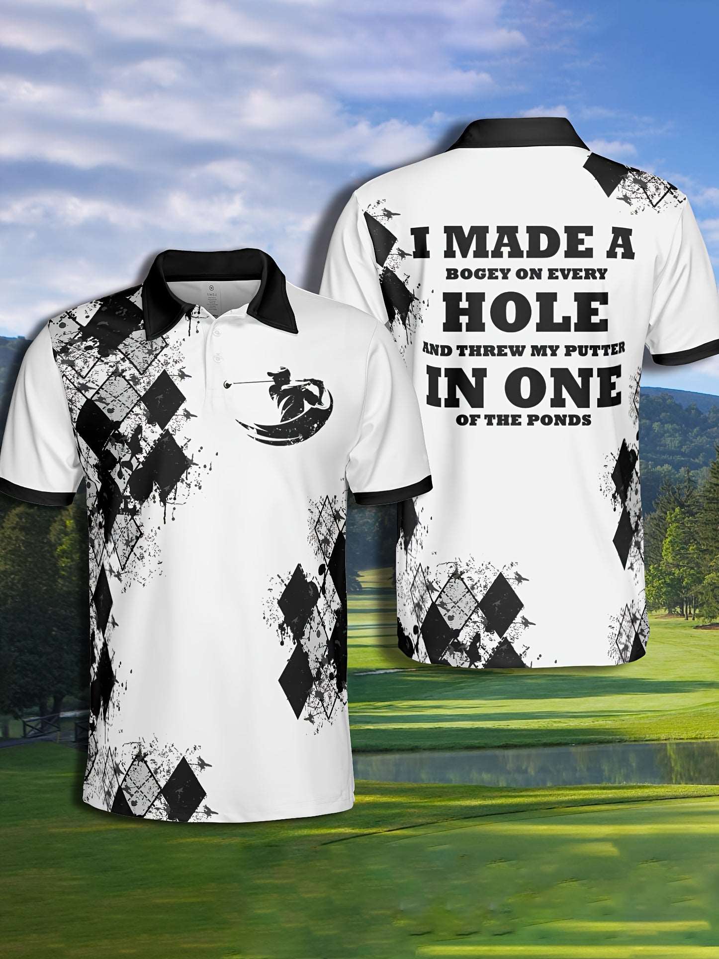 Men's Casual Letter Print Lapel 1/4 Button Short Sleeve Shirt For Men's Fitness Training Golf