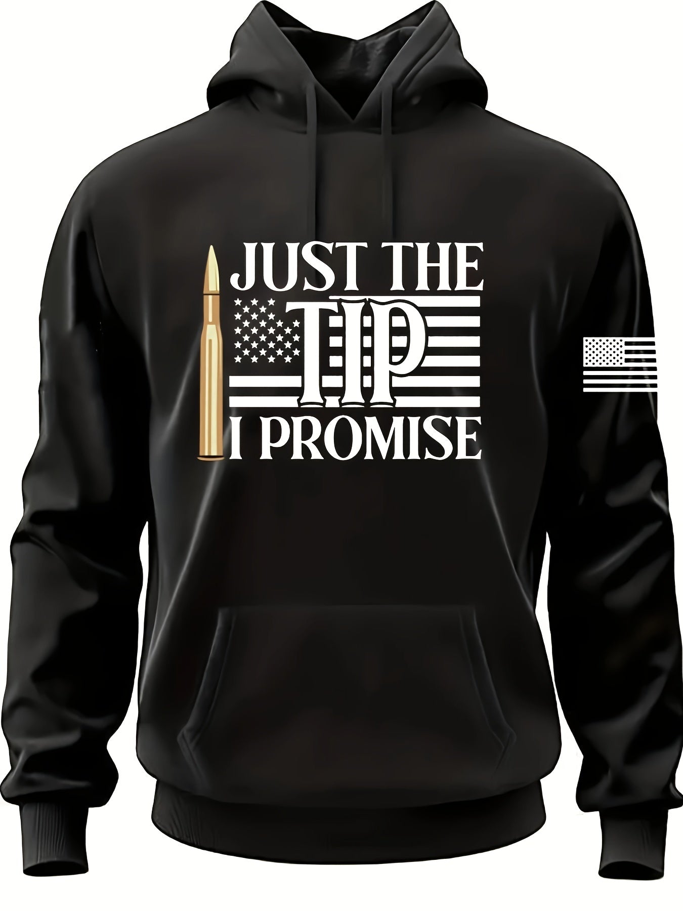 Plus Size Men's Hoodie "Just The Tip I Promise" US Flag Print Sweatshirt
