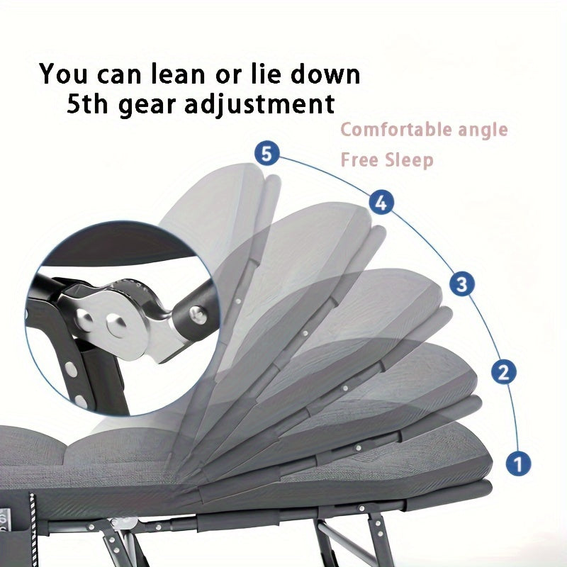 Portable Folding Bed - Includes Blanket and Phone Pocket, Ideal for Outdoor Camping and Home Use