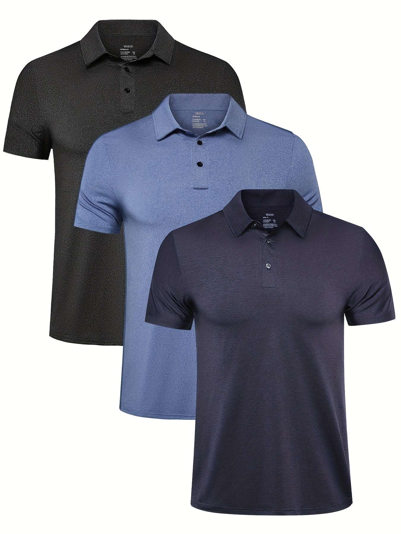 4pcs Men's Lapel T Shirt Quick Dry Short Sleeve Golf Shirt