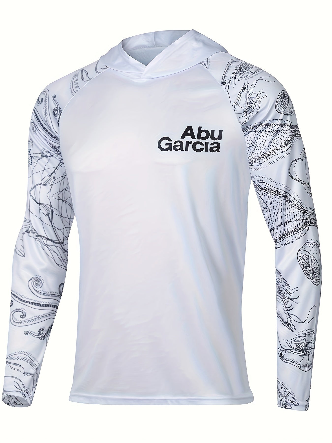 Men's Raglan Sleeve Fish Pattern Hoodie - Anti-UV Sun Protection, Breathable Quick Dry Fishing Shirt for Outdoor Activities