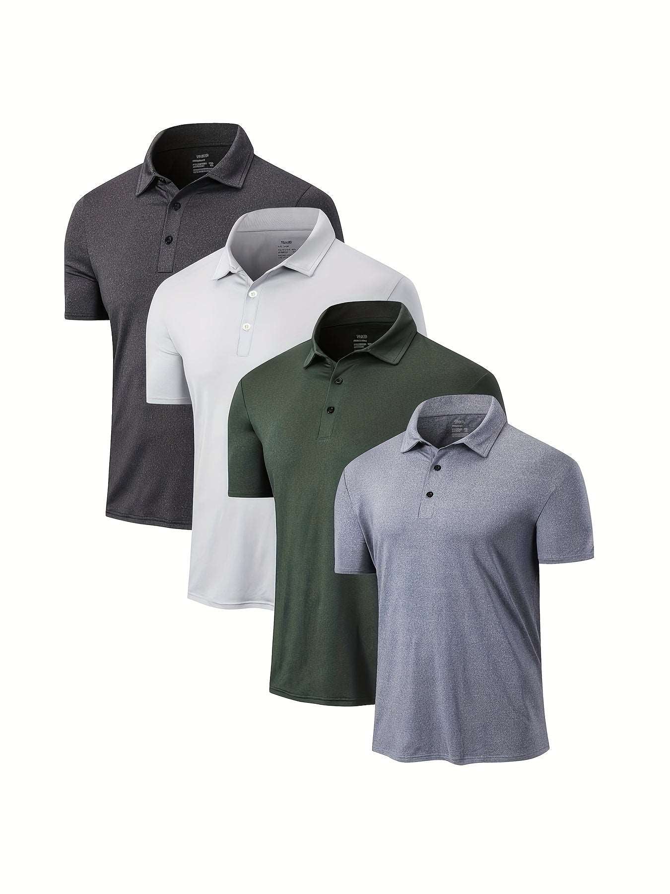 4pcs Men's Lapel T Shirt Quick Dry Short Sleeve Golf Shirt