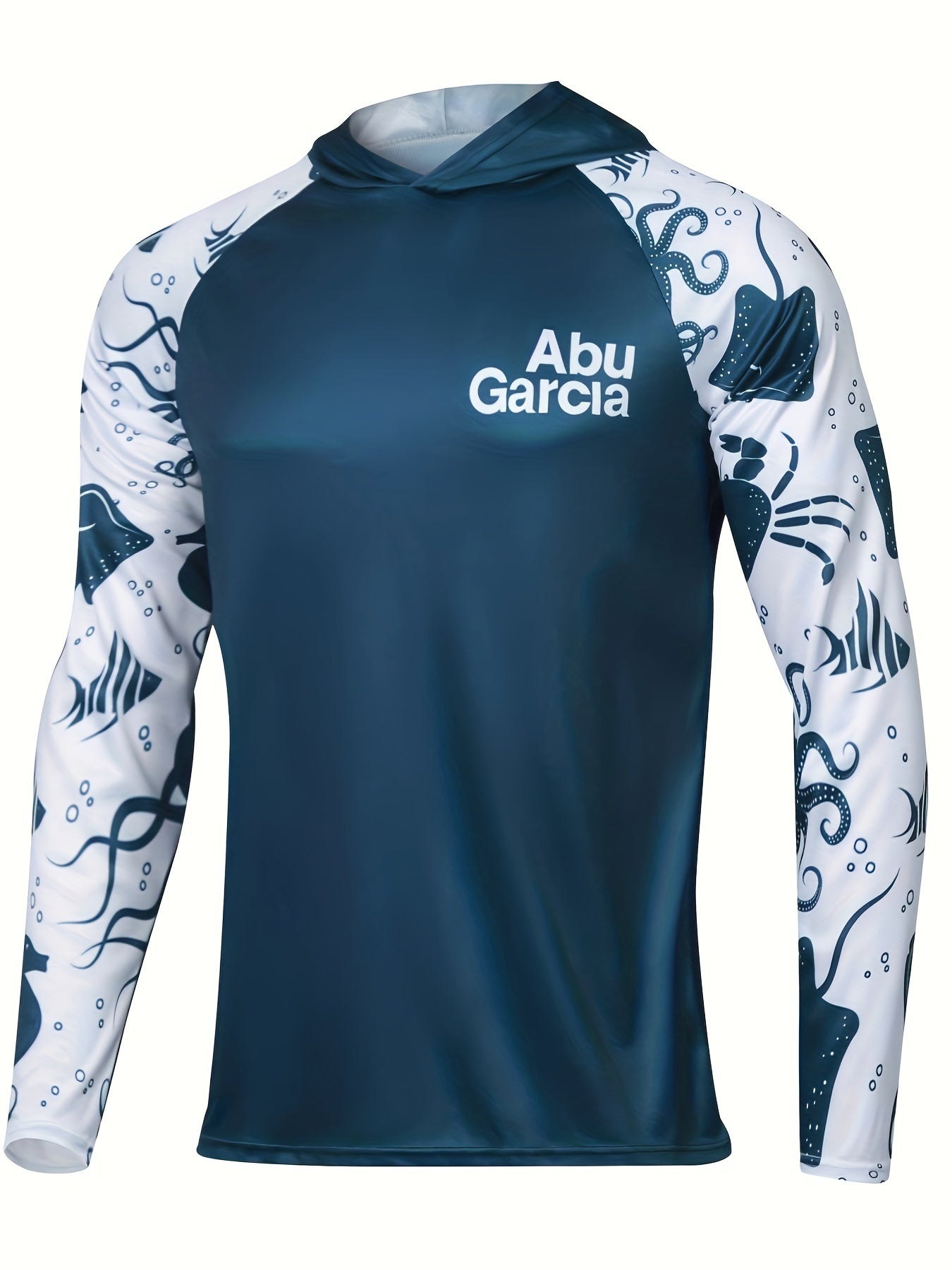 Men's Raglan Sleeve Fish Pattern Hoodie - Anti-UV Sun Protection, Breathable Quick Dry Fishing Shirt for Outdoor Activities